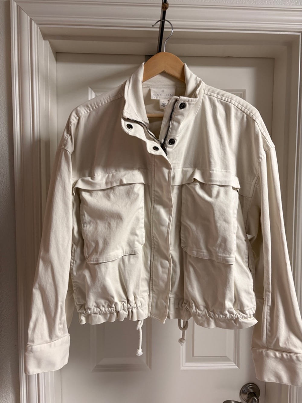 Caslon Crop Utility Jacket | L | Cream